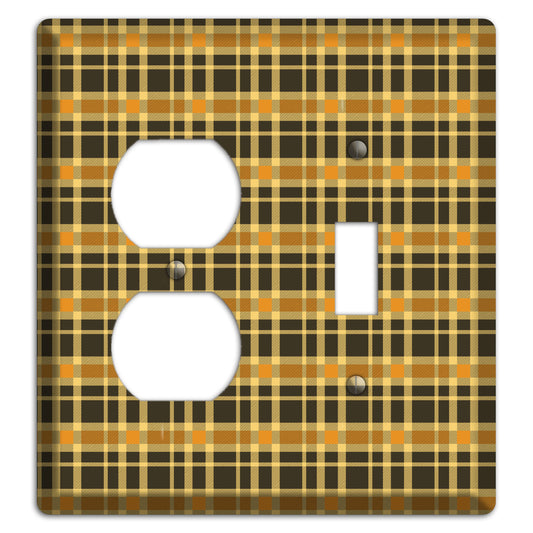 Mustard and Black Plaid Duplex / Toggle Wallplate