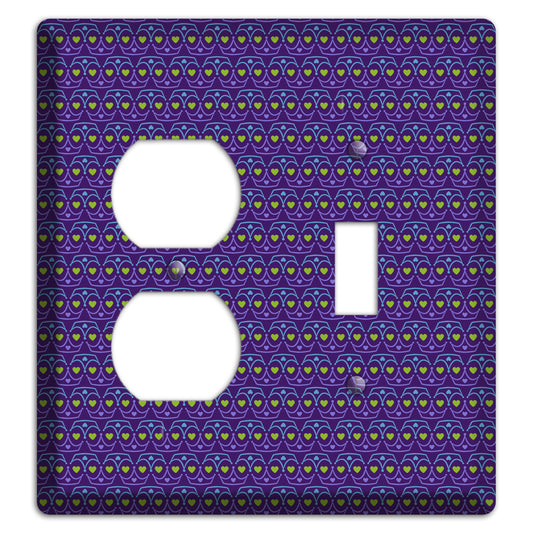 Purple Blue and Green Geometric Hearts Duplex / Toggle Wallplate