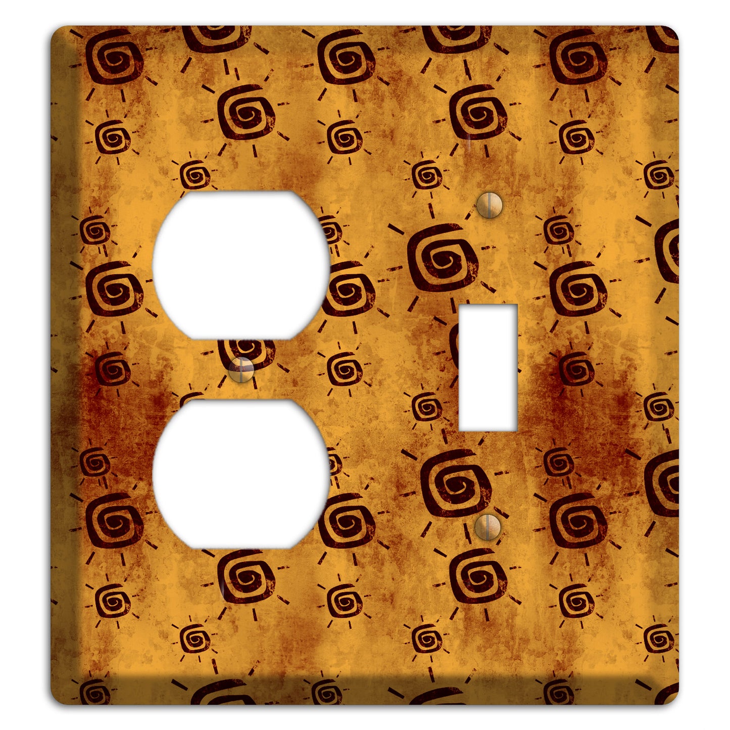 Mustard with Maroon Swirl Duplex / Toggle Wallplate