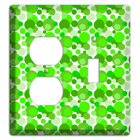 Multi Green Bubble Dots Duplex / Toggle Wallplate