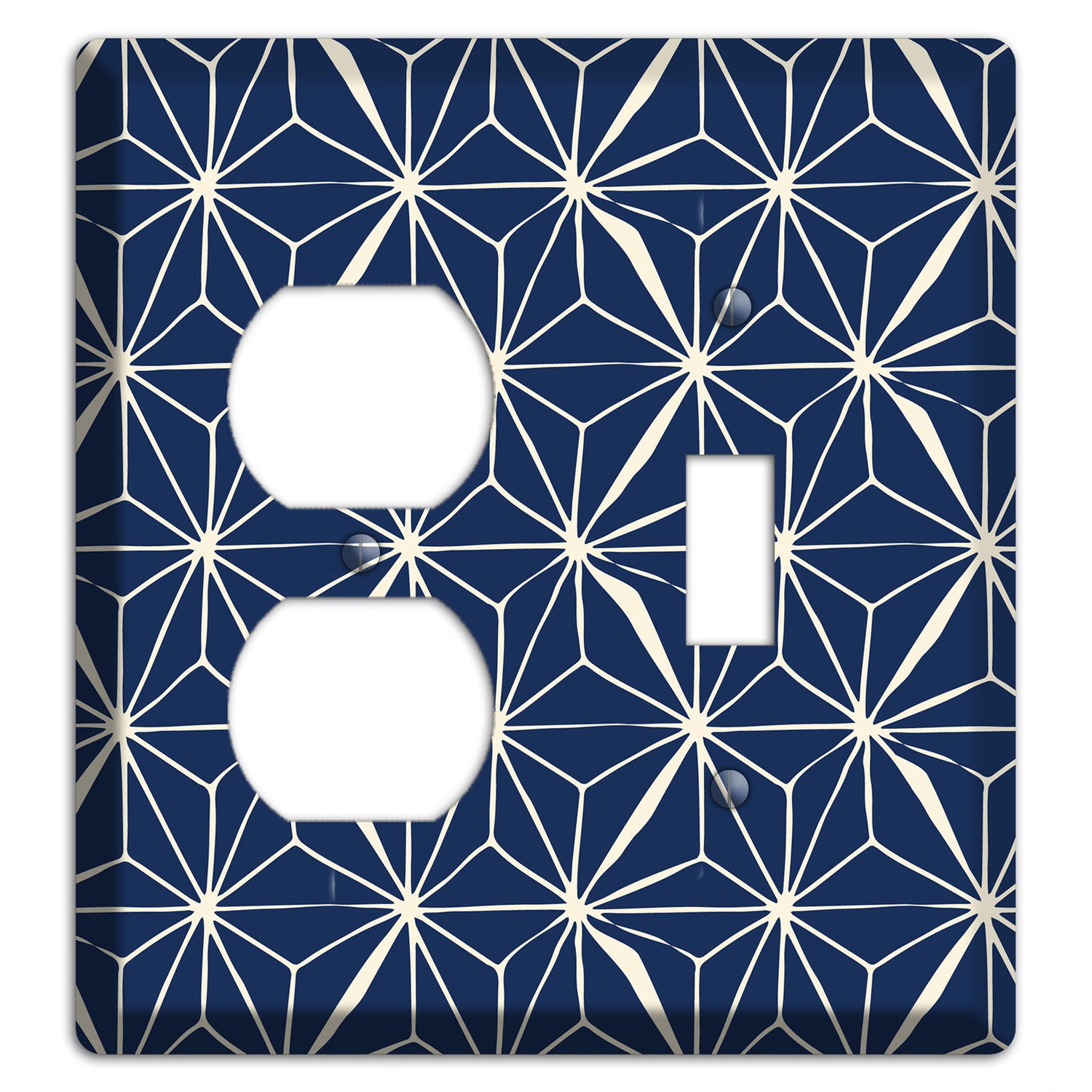 Navy Geometric Tile Duplex / Toggle Wallplate