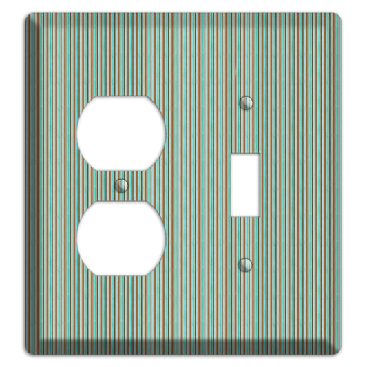 Multi Aqua Vertical Stripe Duplex / Toggle Wallplate