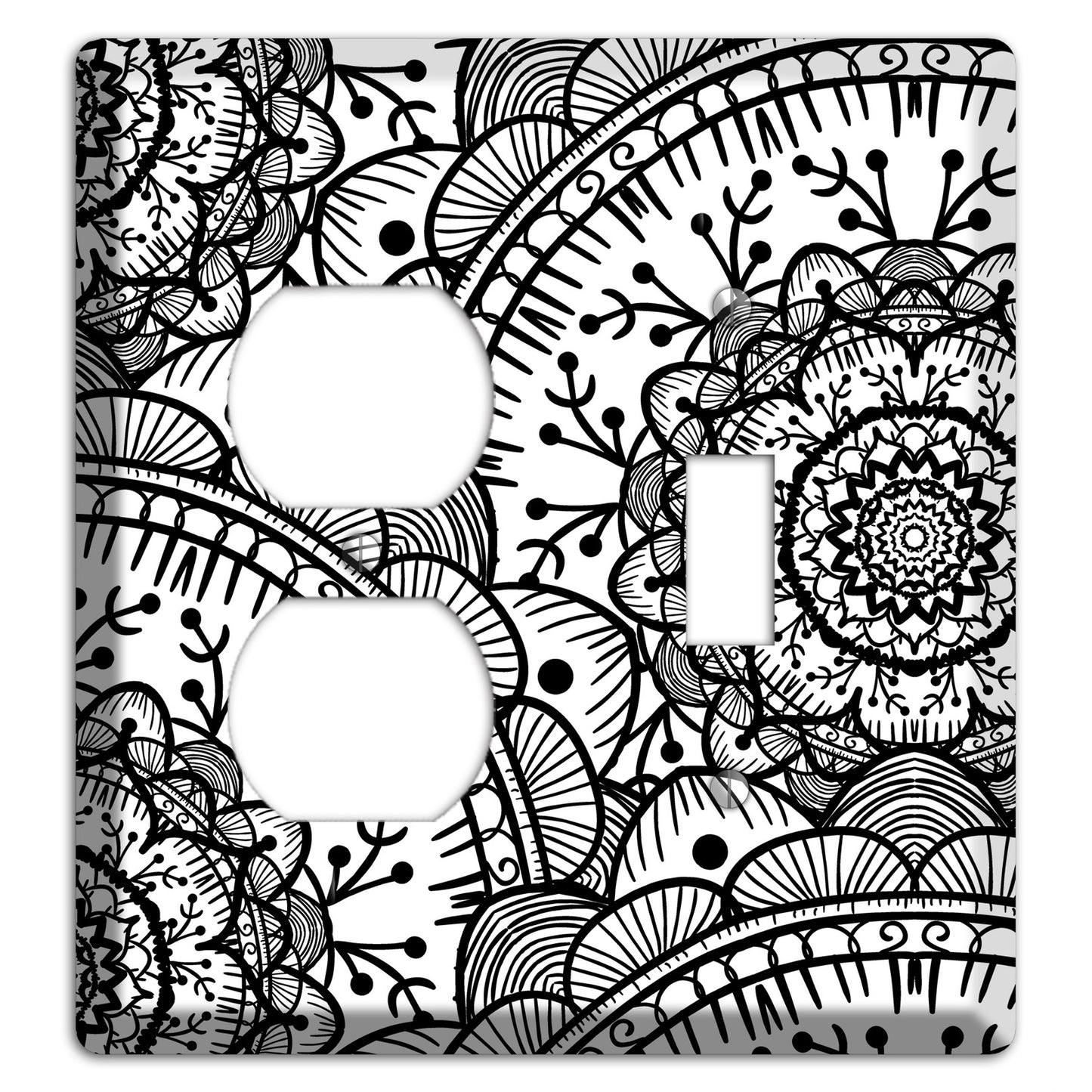 Mandala Black and White Style Q Cover Plates Duplex / Toggle Wallplate