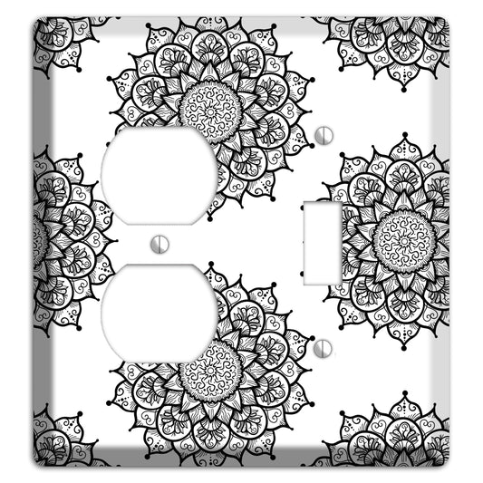 Mandala Black and White Style S Cover Plates Duplex / Toggle Wallplate