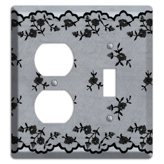 Embroidered Floral Gray Duplex / Toggle Wallplate