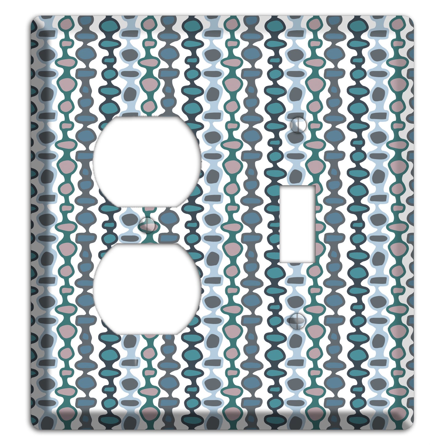 Grey and Multi Blue Bead and Reel Duplex / Toggle Wallplate