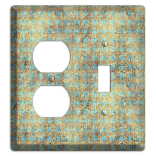 Green and Beige Diamond Circles Duplex / Toggle Wallplate