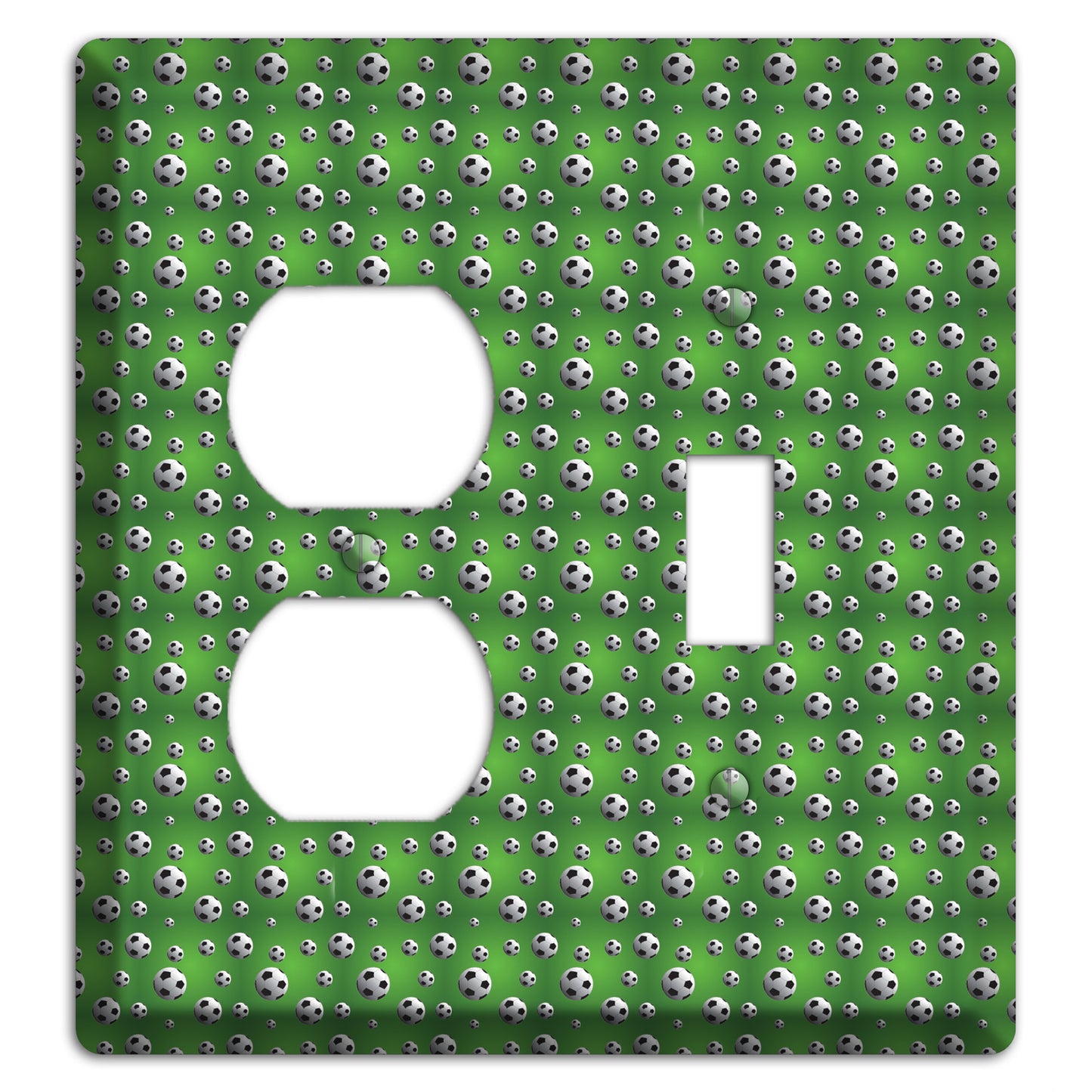 Green with Soccer Balls Duplex / Toggle Wallplate