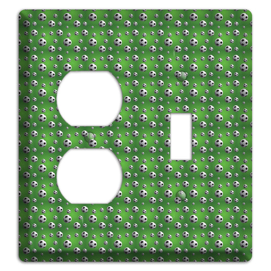 Green with Soccer Balls Duplex / Toggle Wallplate