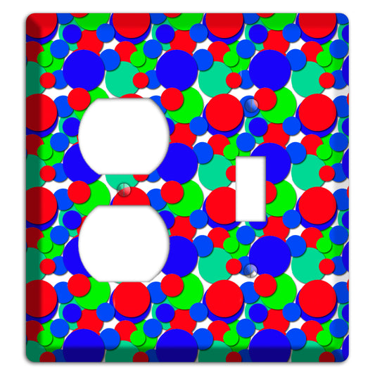 Red Blue Green Bubble Dots Duplex / Toggle Wallplate