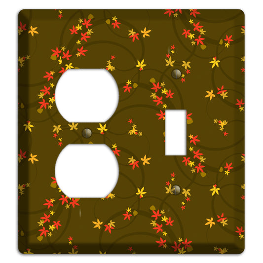 Brown Fall Flowers Duplex / Toggle Wallplate