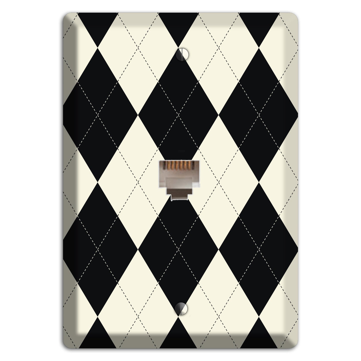 Black and Tan Argyle Phone Wallplate