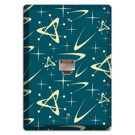 Teal and Yellow Atomic Phone Wallplate