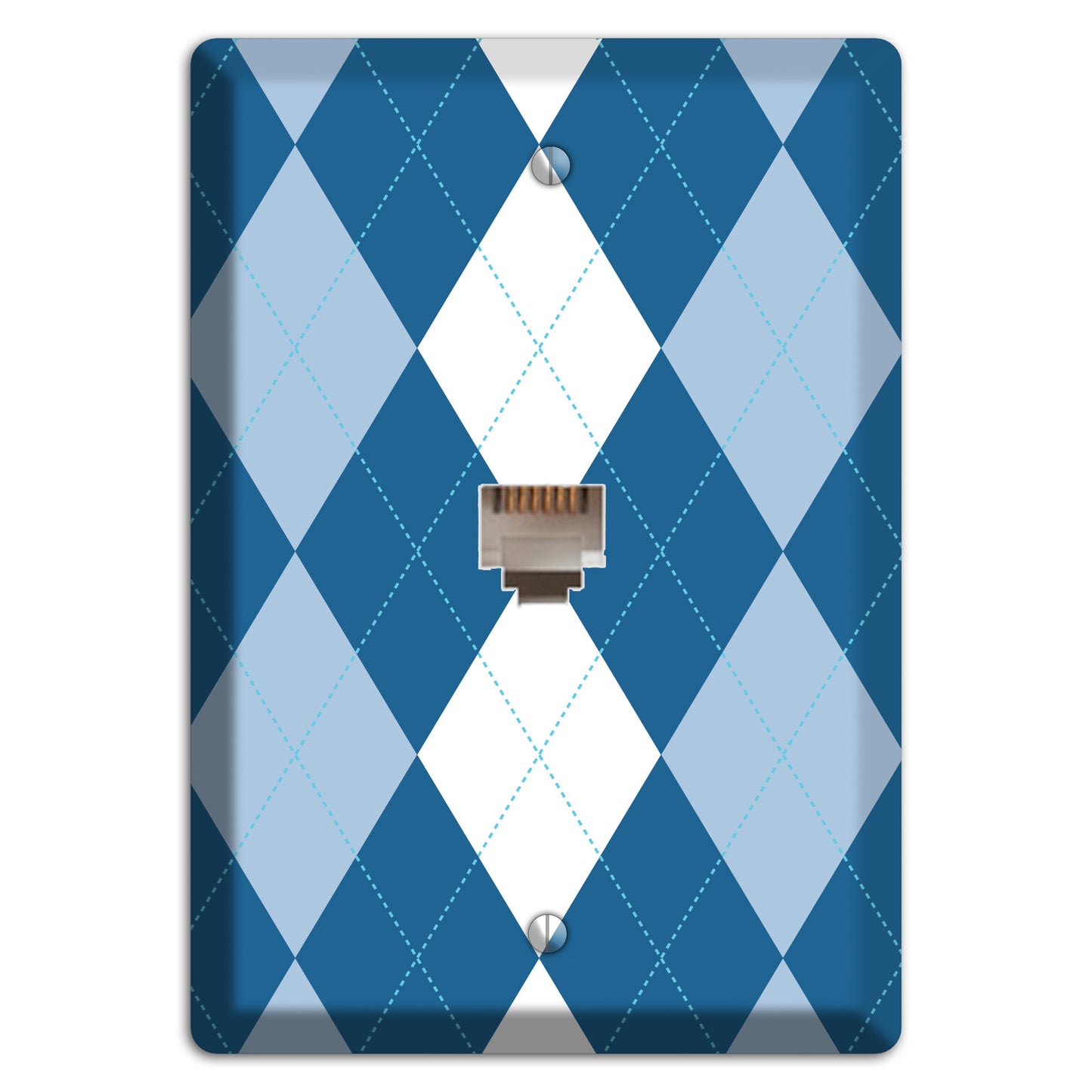 Blue Argyle Phone Wallplate