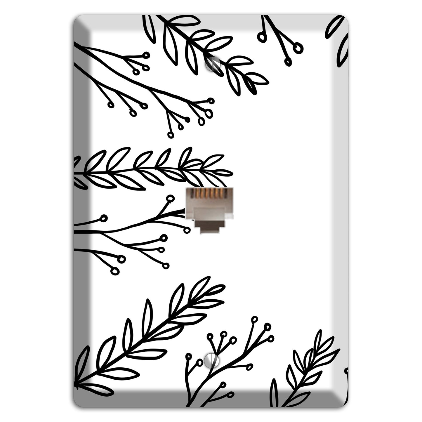 Hand-Drawn Leaves 9 Phone Wallplate