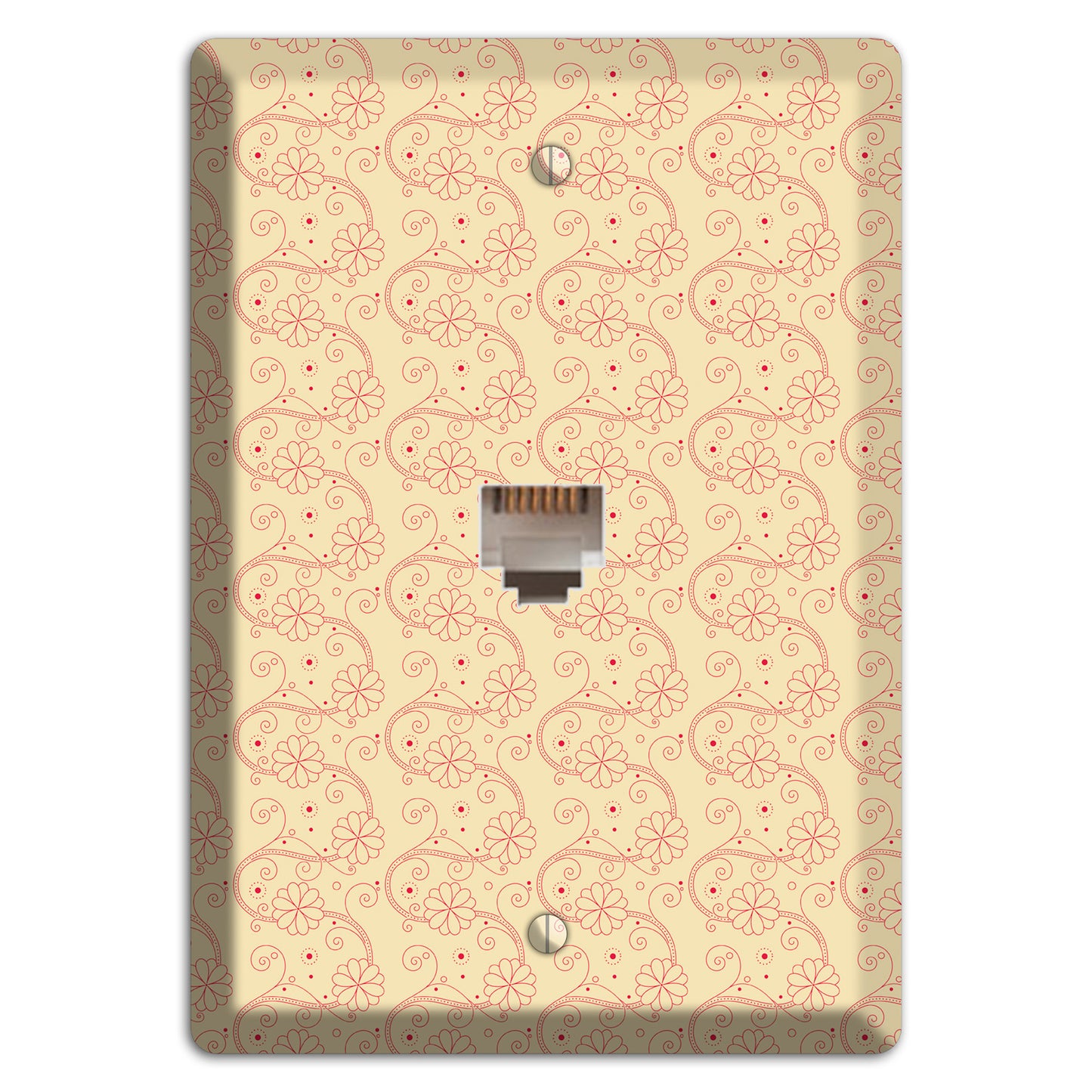 Tiny Off White Floral Swirl Phone Wallplate