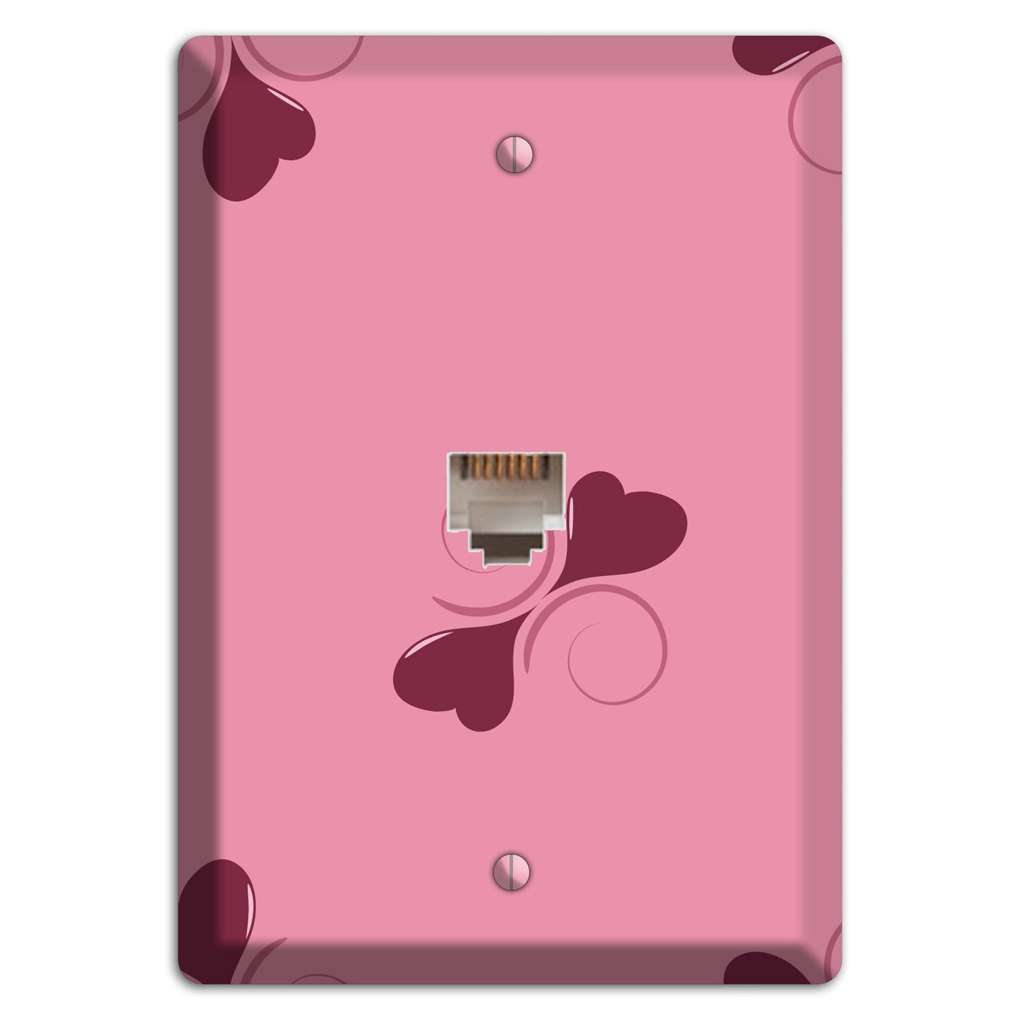 Pink with Hearts Phone Wallplate