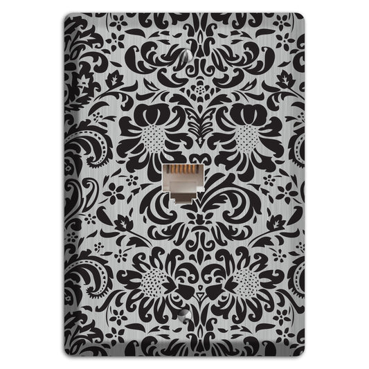 Black Toile  Stainless Phone Wallplate