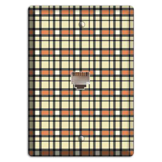 Beige and Brown Plaid Phone Wallplate