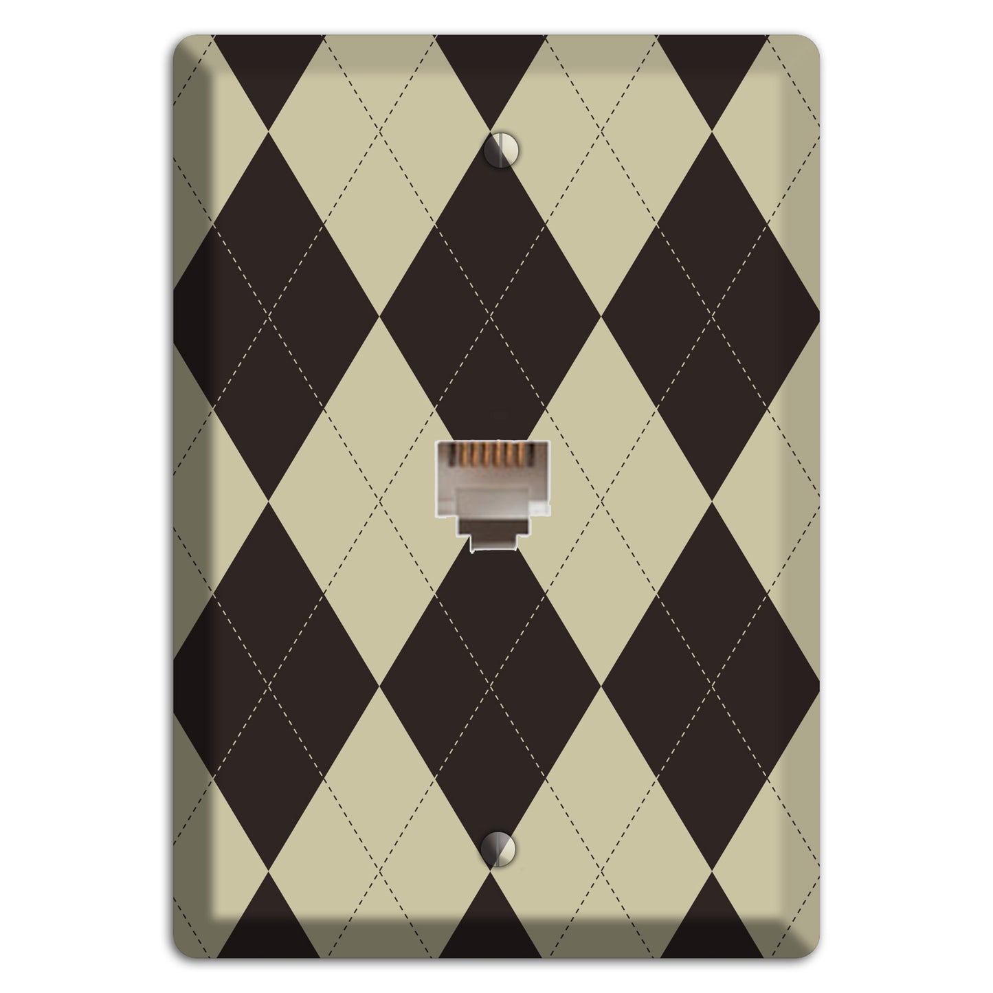 Beige and Black Argyle Phone Wallplate