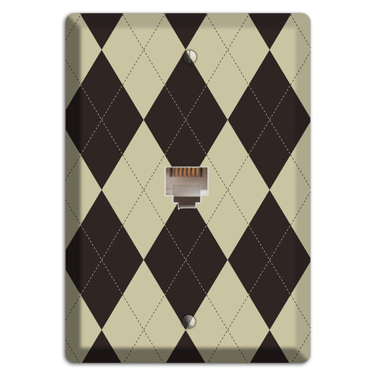 Beige and Black Argyle Phone Wallplate