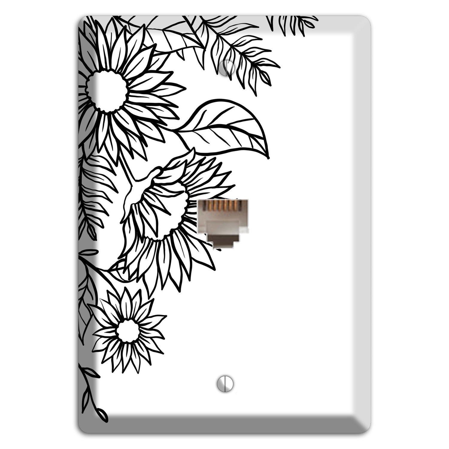 Hand-Drawn Floral 5 Phone Wallplate