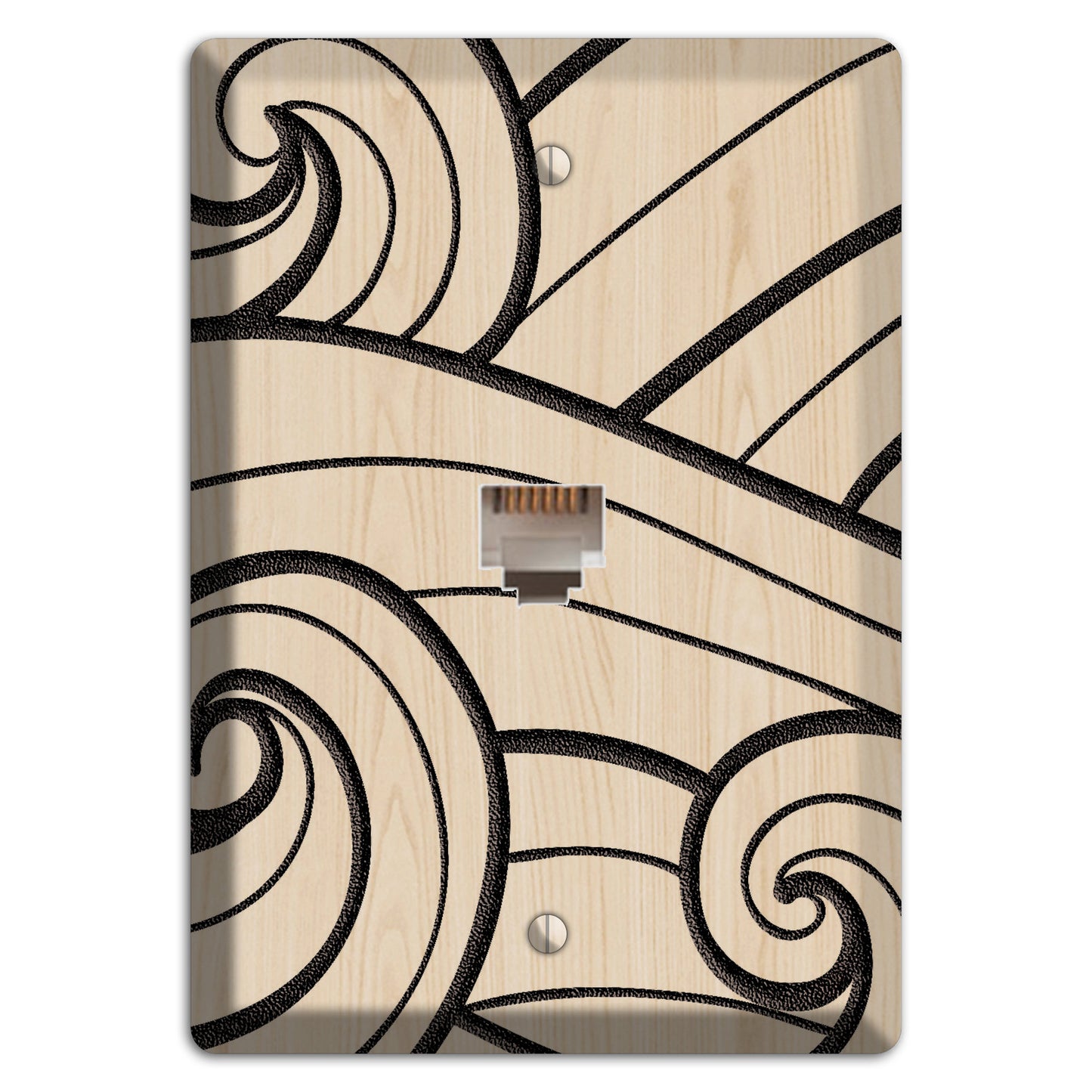 Abstract Curl Wood Lasered Phone Wallplate