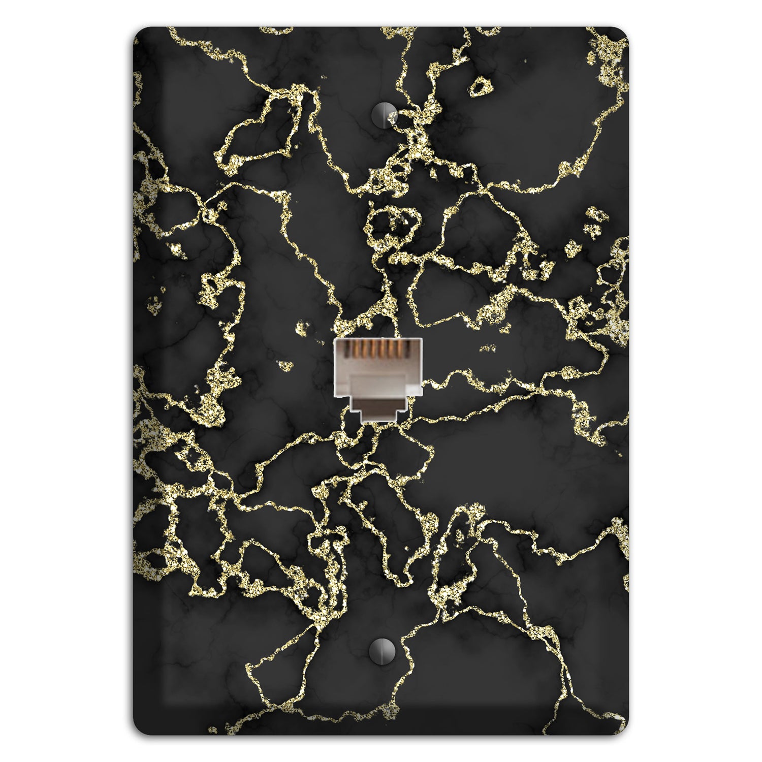 Black and Gold Marble Shatter Phone Wallplate