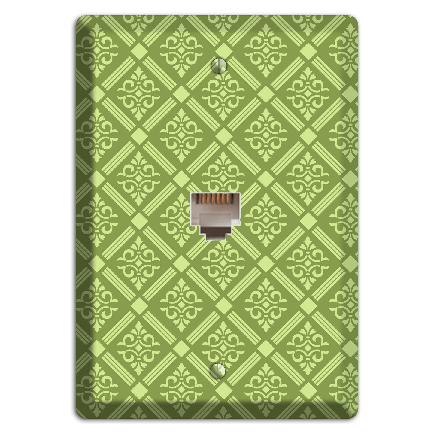 Green Damask diamonds Phone Wallplate