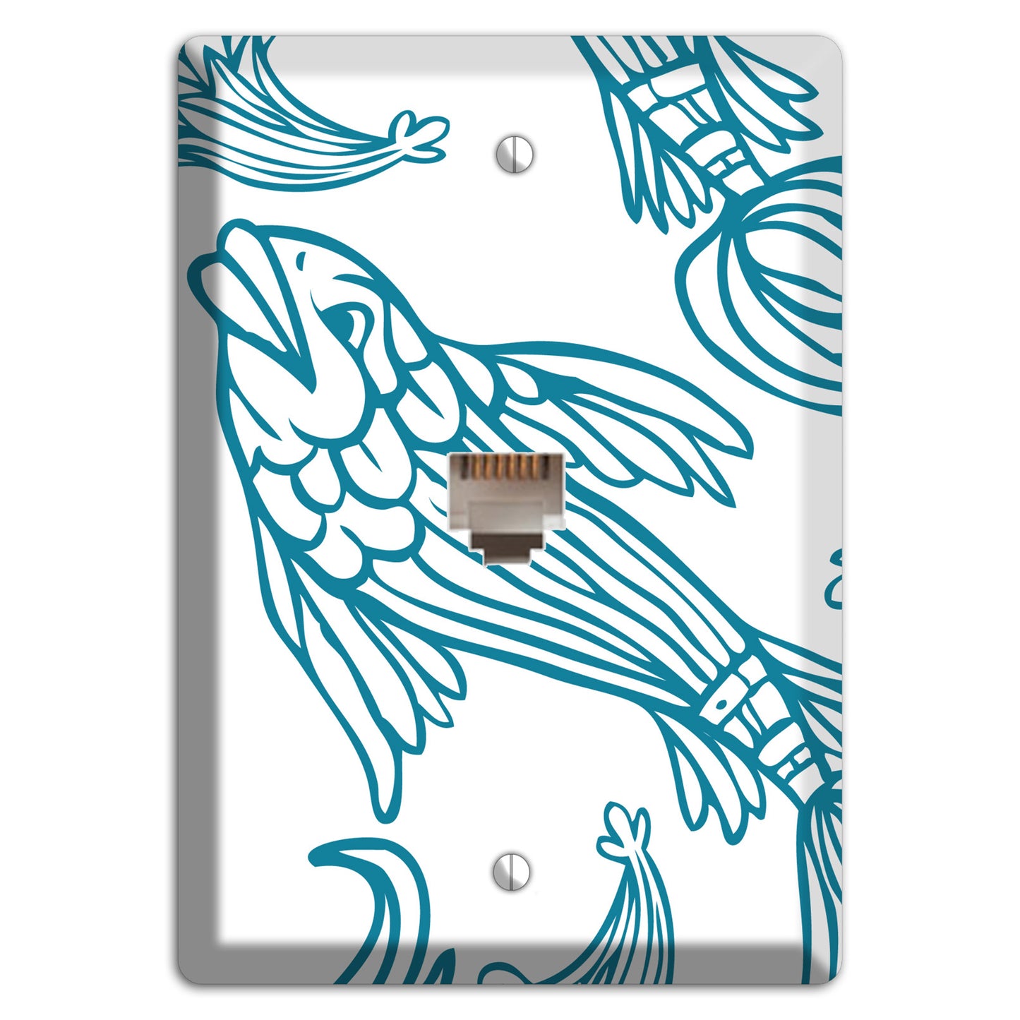 Teal and White Koi Phone Wallplate