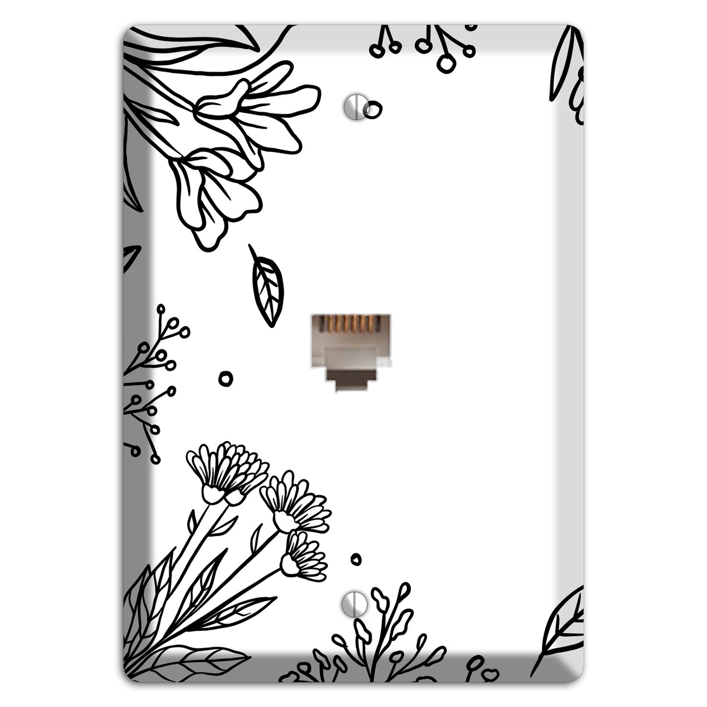 Hand-Drawn Floral 30 Phone Wallplate