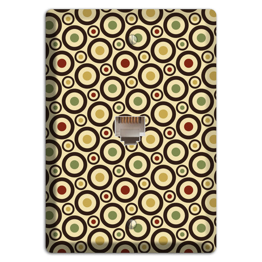 Beige with Olive Mustard Maroon Retro Tiny Bullseye Phone Wallplate