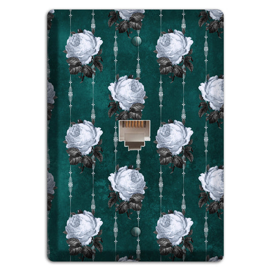 Dramatic Floral Teal Phone Wallplate