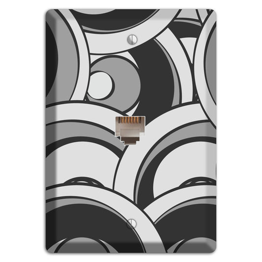 Black and Grey Deco Circles Phone Wallplate