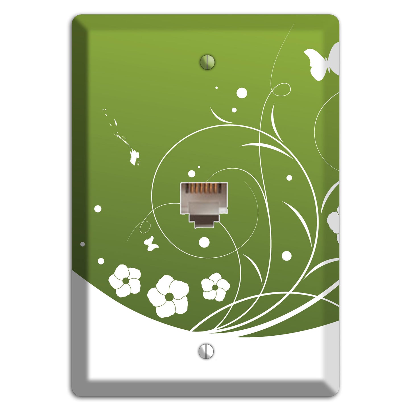 Green Floral Sprig Phone Wallplate