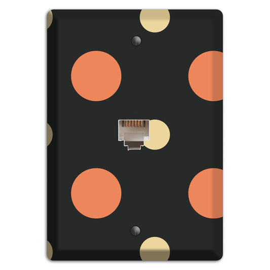 Black with Coral and Beige Multi Medium Polka Dots Phone Wallplate