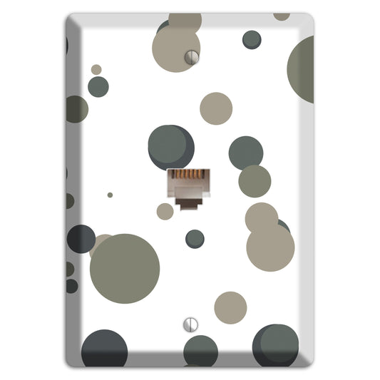 White with Multi Grey Medium Dots Phone Wallplate