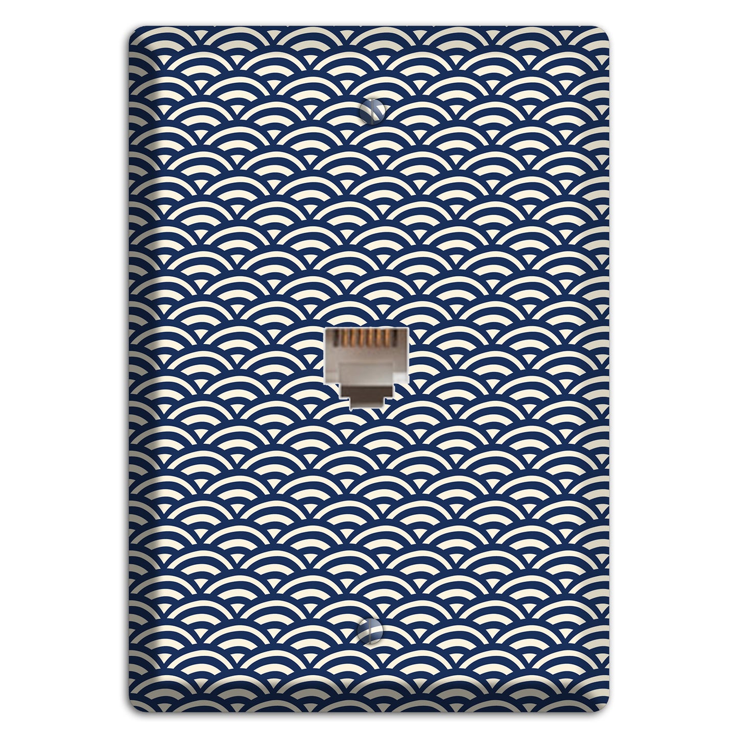 Navy Scallop Print Phone Wallplate