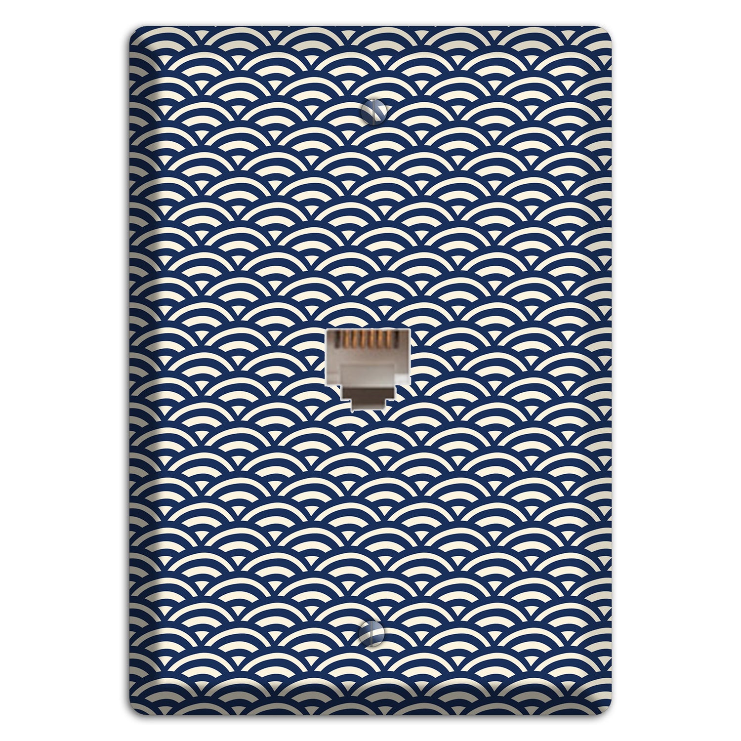 Navy Scallop Print Phone Wallplate