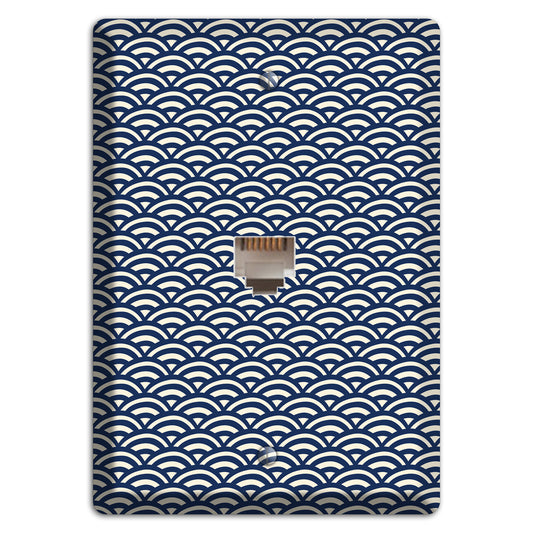 Navy Scallop Print Phone Wallplate