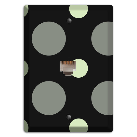 Black with Grey and Sage Multi Medium Polka Dots Phone Wallplate