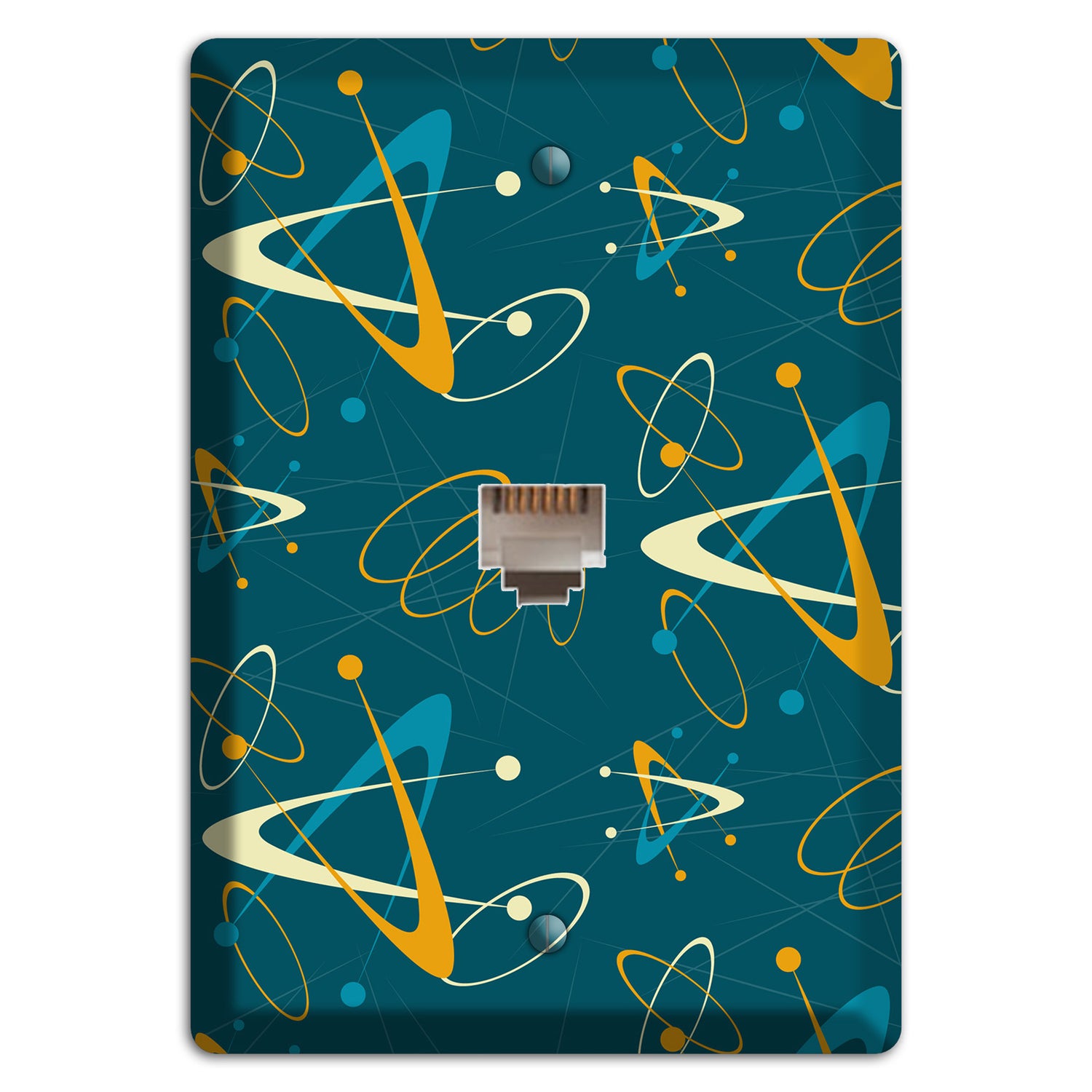 Mustard and Blue Atomic Phone Wallplate