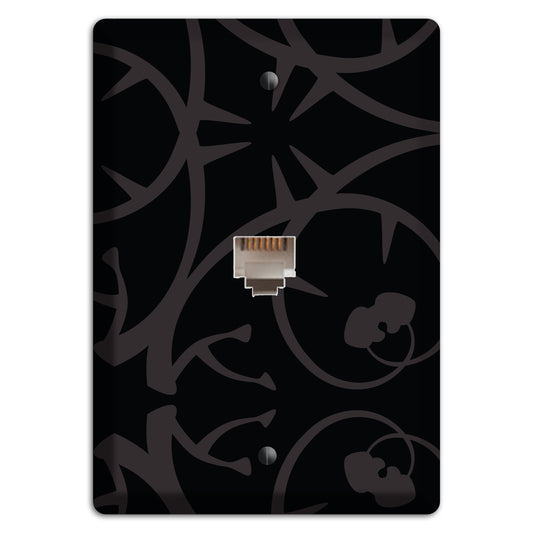 Black with Grey Abstract Swirl Phone Wallplate