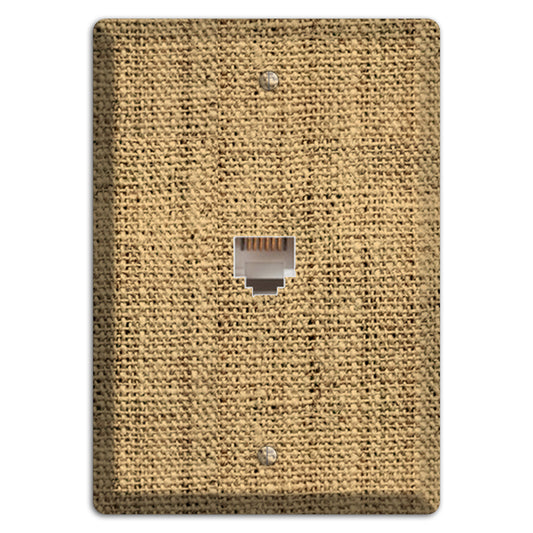 Teak Burlap Phone Wallplate