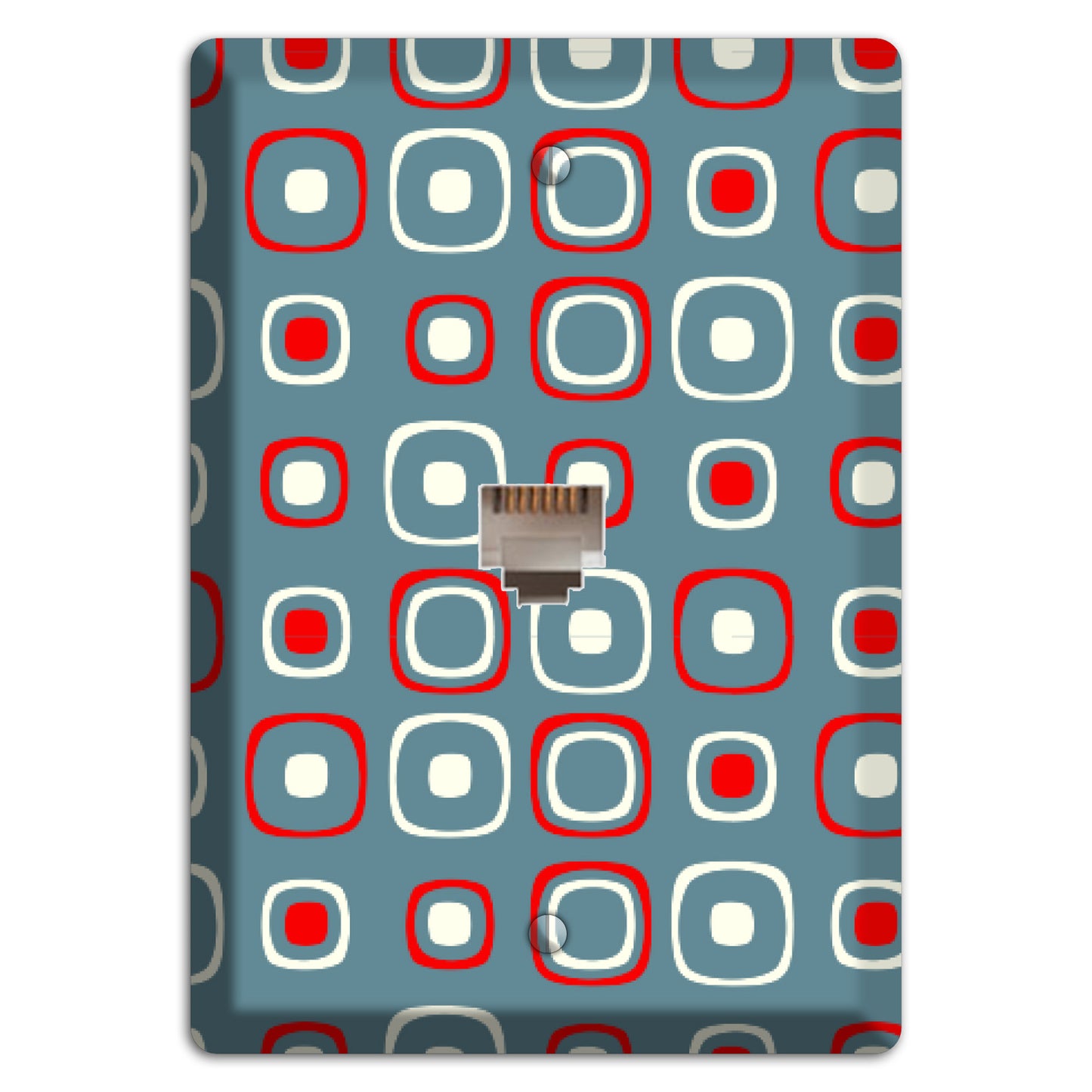 Blue and Red Rounded Squares Phone Wallplate