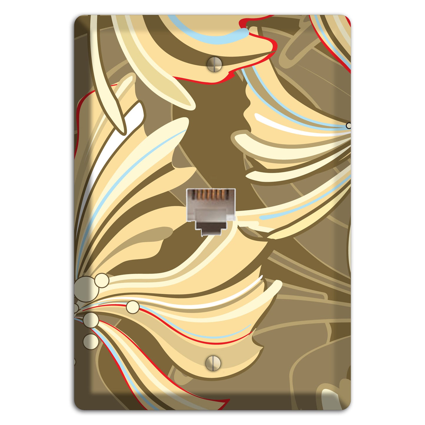 Brown Deco Blossoms Phone Wallplate