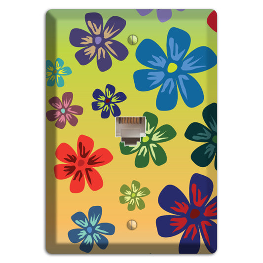 Black Flowers Phone Wallplate