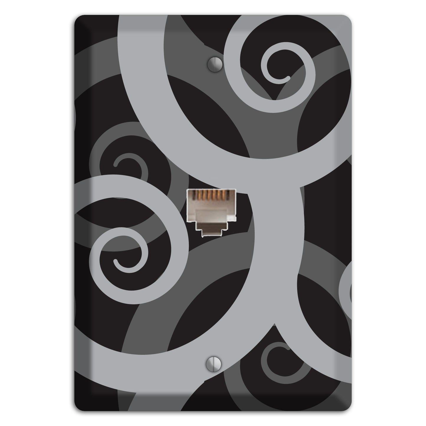 Black with Grey Large Swirl Phone Wallplate