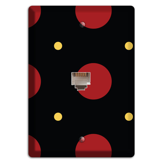 Black with Red and Yellow Multi Tiled Medium Dots Phone Wallplate