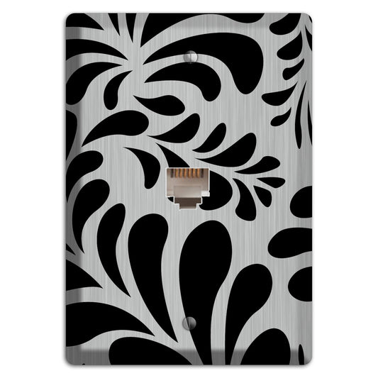 Black Herati  Stainless Phone Wallplate